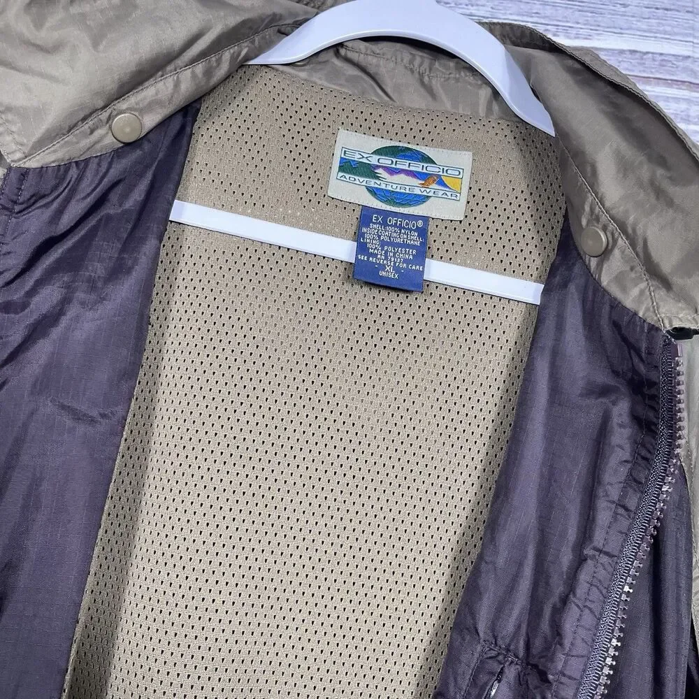 Exofficio Soft Shell Waterproof Guide Jacket Ripstop Snap Hooded Vented XL *READ